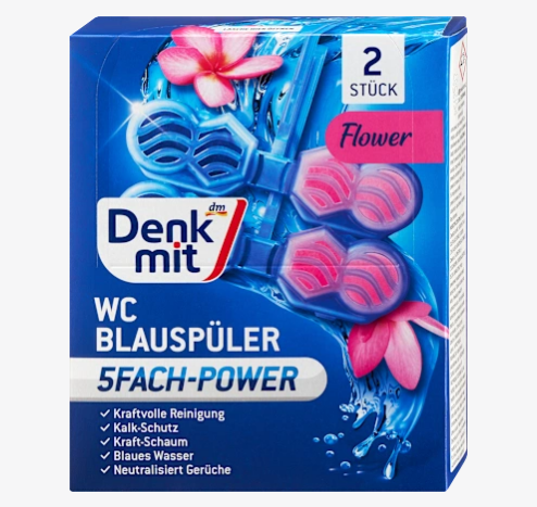 Туалетний блок для унітазу Denkmit WC Blauspüler Flower, 2 шт