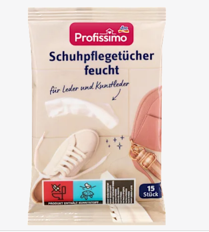 Вологі серветки для догляду за взуттям Profissimo Schuhpflegetücher feucht, 15  шт