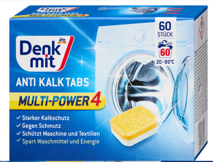 Таблетки для чищення Denkmit пральної машини Anti-Kalk-Tabs від накипу і бруду, 960 грам, 60 шт