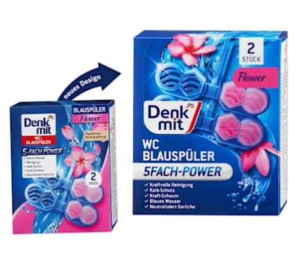 Туалетный блок для унитаза Denkmit WC Blauspüler Flower, 2 шт.
