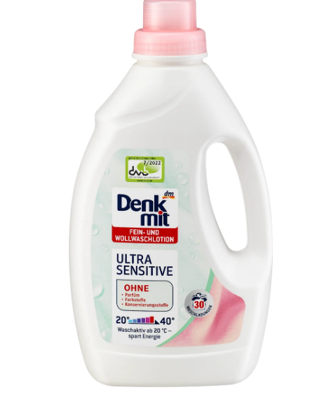 Гель Denkmit для прання вовни та делікатних тканин Ultra Sensitive, 1,5 л, 30 прань