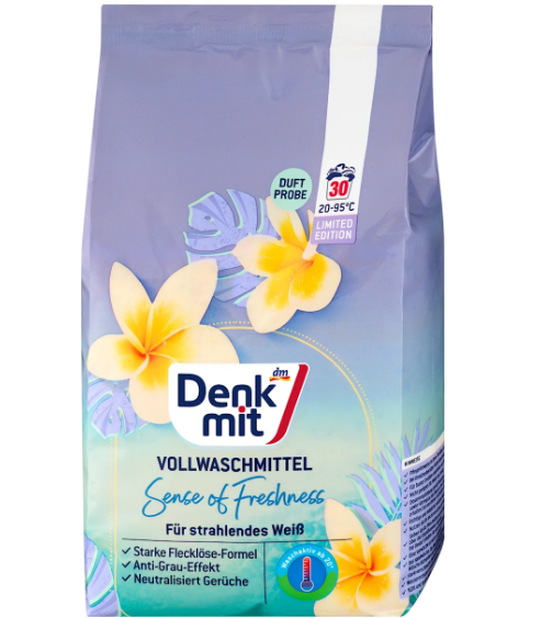 Пральний порошок для білої білизни Denkmit Sense of Freshness (Відчуття свіжості) 1,95 кг 30 прань