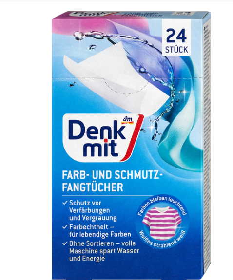 Абсорбирующие салфетки Denkmit для стирки цветных изделий защита цвета 24 шт