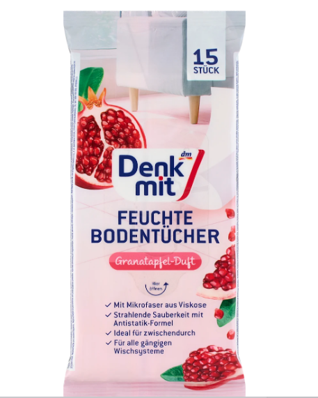 Влажные салфетки Denkmit для пола с ароматом лайма и базилика 15 шт.