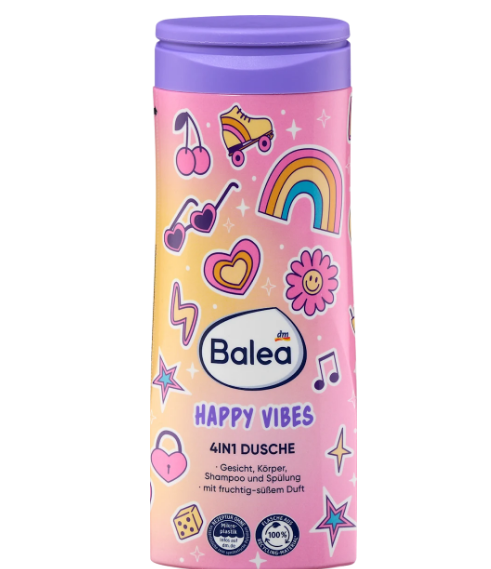 Дитячий гель для душу 4 в 1 Denkmit Happy Vibes (шампунь, кондиціонер, гель для тіла та обличчя) 300 мл