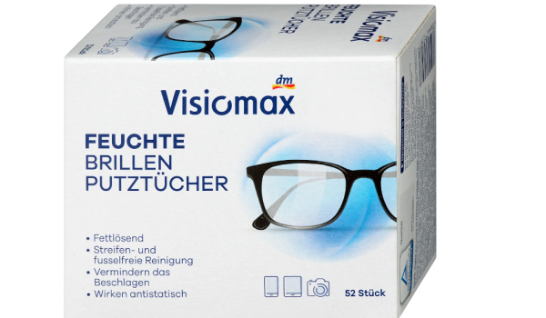 Вологі серветки Visiomax для чищення окулярів Brillenputztücher 52 шт