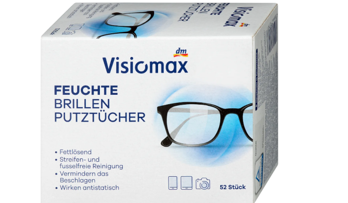 Вологі серветки Visiomax для чищення окулярів Brillenputztücher 52 шт