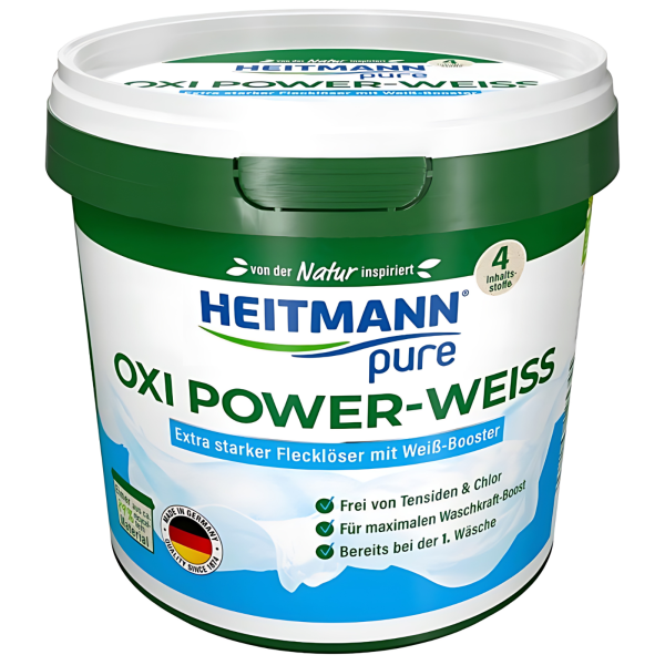 Кисневий порошок для видалення плям + підсилювач прання Heitmann Pure White Oxi Stain Remover Powder  500g