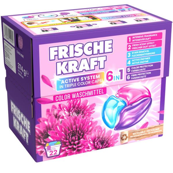 Капсули для прання Frische Kraft для кольорового, 22 шт