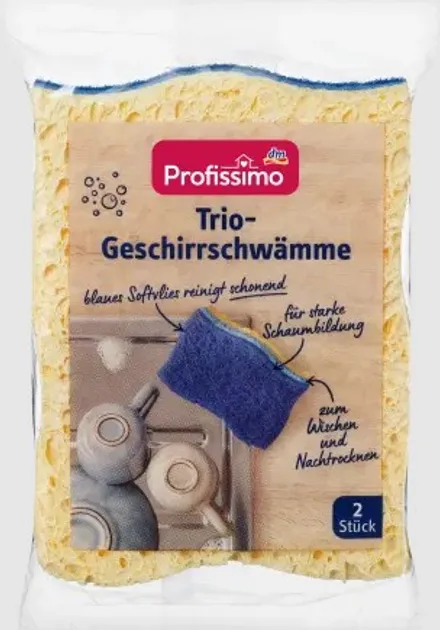 Губки целюлозні для миття посуду Profissimo Trio-Geschirrschwamme, 2 шт