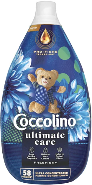 Парфумований ополіскувач для одягу Coccolino Ultimate Care Fresh Sky, 58 прань, 870 мл