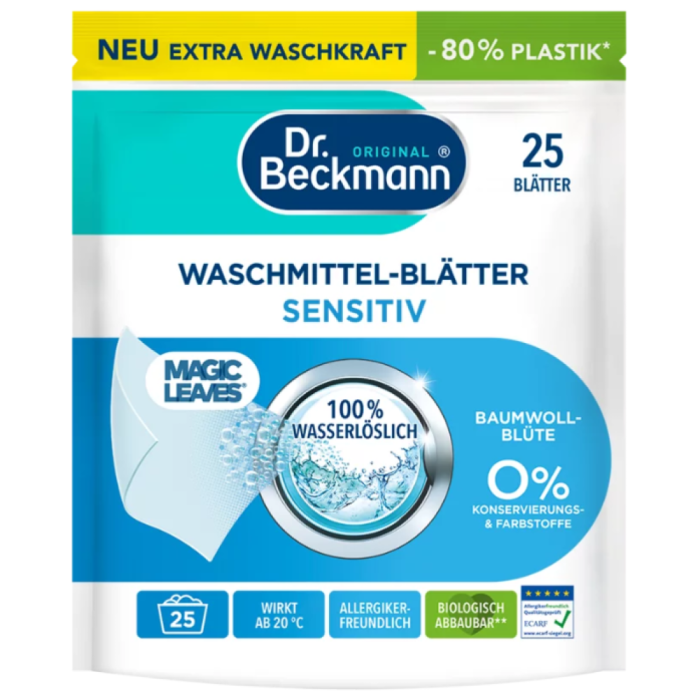 Салфетки для стирки Dr. Beckmann Waschmittel-Blätter SENSETIV, 25шт