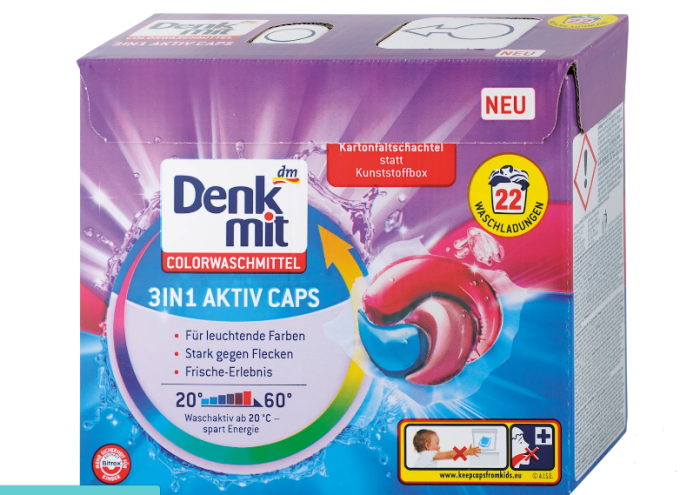 Капсули для прання Denkmit кольорової білизни 3в1 Aktiv Caps, 22 шт