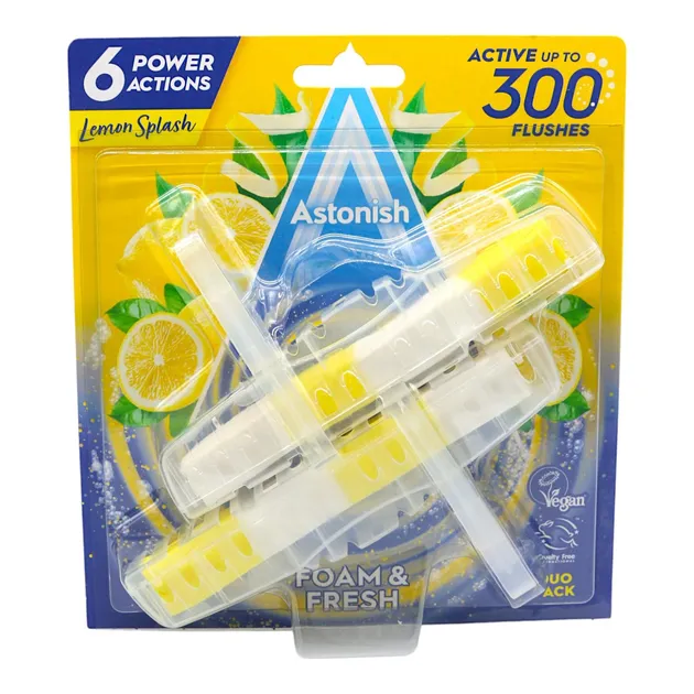 Блоки для чищення унітазів Astonish FOAM & FRESH Toilet Rim Block Lemon Splash 2x 40g