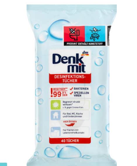 Дезинфицирующие влажные салфетки Denkmit, 40 шт