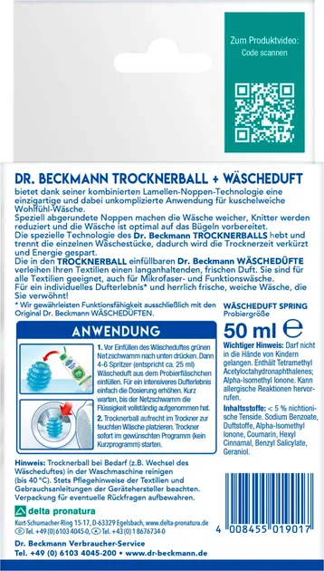 Шарик с ароматом для сушки одежды Dr. Beckmann, 50 мл