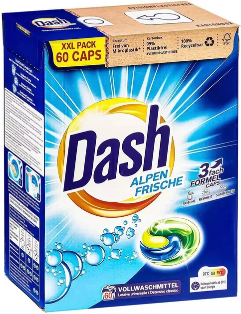 Капсули для прання Dash Alpen Frische Washing Caps 60W