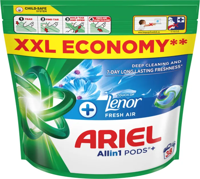 Капсули для прання Ariel Pods+ All-in-1 Touch of Lenor Дотик свіжого повітря, 38 шт