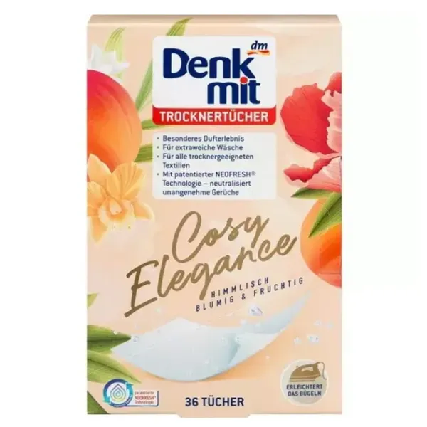 Ароматизовані серветки Denkmit Cosy Elegance для сушильної машини з квітковим ароматом 36 шт