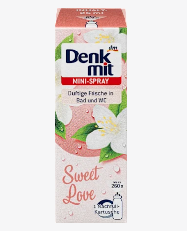 Міні-спрей освіжувач повітря Denkmit Lufterfrischer Sweet Love змінний блок, 25 мл
