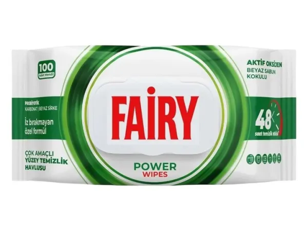 Універсальні вологі серветки для прибирання Fairy Power Wipes, 100 шт