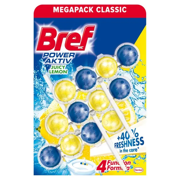 Туалетні блоки для унітазу Bref  Power Activ Juice Lemon. 3 шт x 50 г Лимон