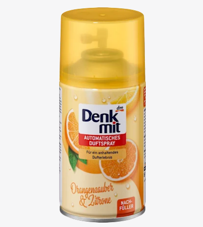 Змінний балон до автоматичного аерозольного освіжувача повітря Denkmit Апельсин&Лимон Orangenzauber & Zitrone, 250 мл