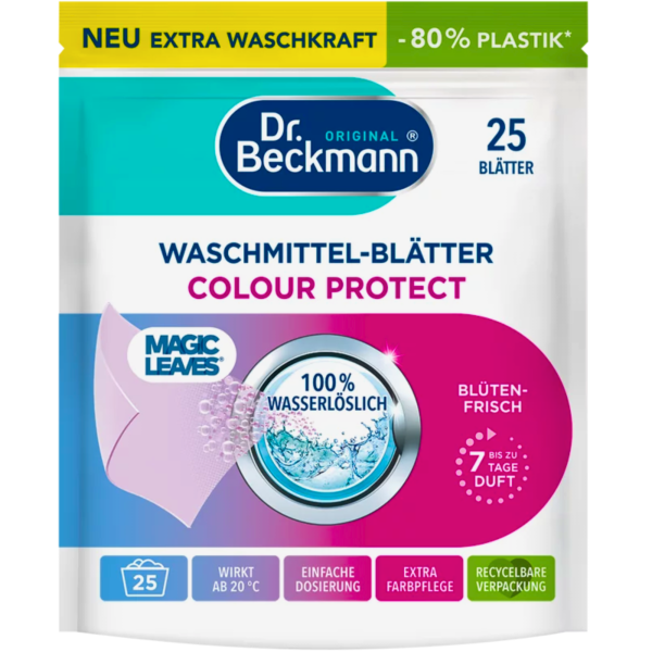 Серветки для прання кольорового одягу Dr.Beckmann MAGIC LEAVES  Waschmittel-Blätter 25 шт