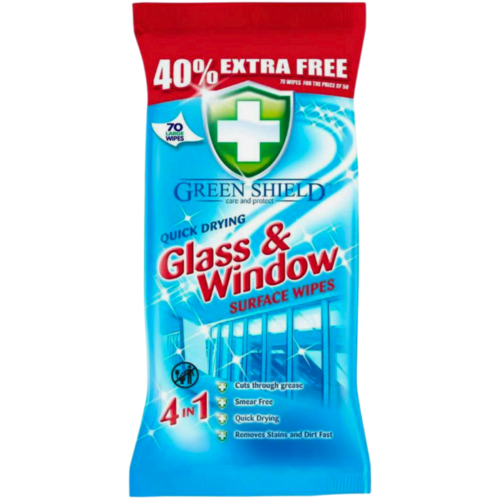 Салфетки для стекла и зеркал Green Shield 70шт