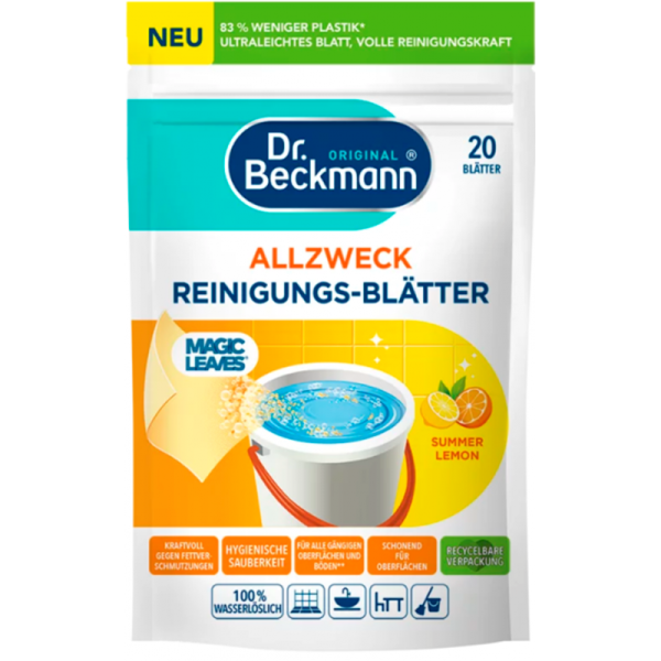 Серветки для миття підлоги та поверхонь Dr. Beckmann Allzweck Reinigungs-Blätter Cytrynowe