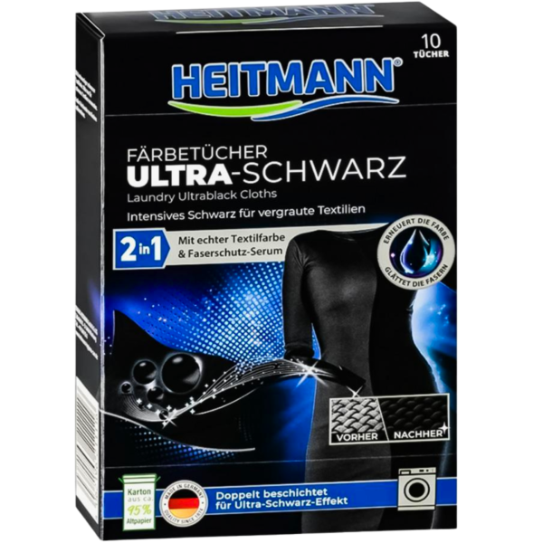 Серветки Heitmann для прання чорної білизни Ultra Schwarz 2в1 10 шт